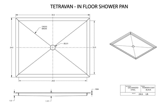 Tetravan In-Floor Shower Pan